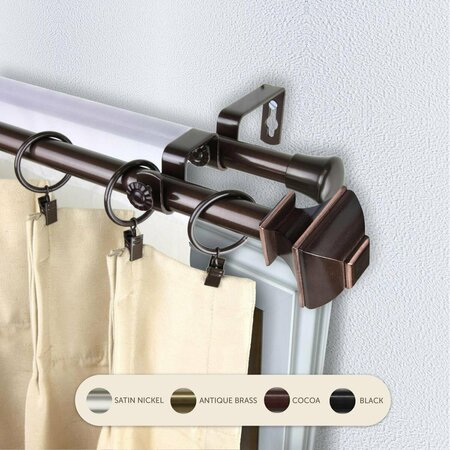 KD ENCIMERA 0.8125 in. Vicky Double Curtain Rod with 120 to 170 in. Extension, Cocoa KD3721177